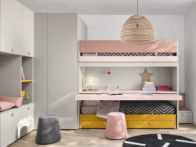 Lits superposés avec bureau, Nidi Kids