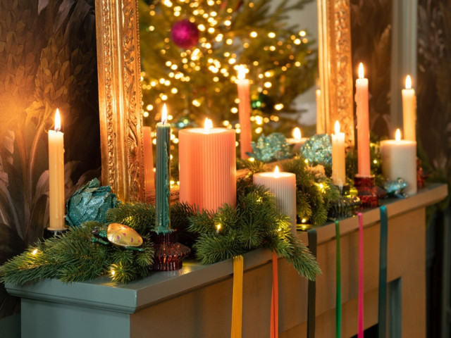 Couronne de l'Avent pas chère avec bougies, Décorations lumineuses