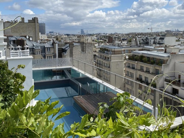 Elégante rénovation pour cette terrasse avec piscine qui surplombe Paris
