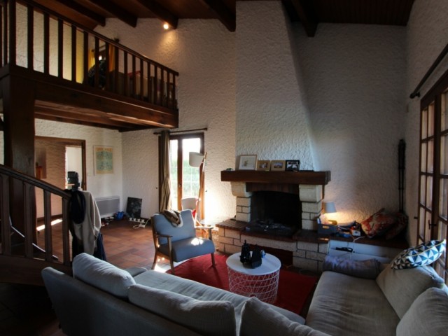 Le salon avec sa cheminée traditionnelle