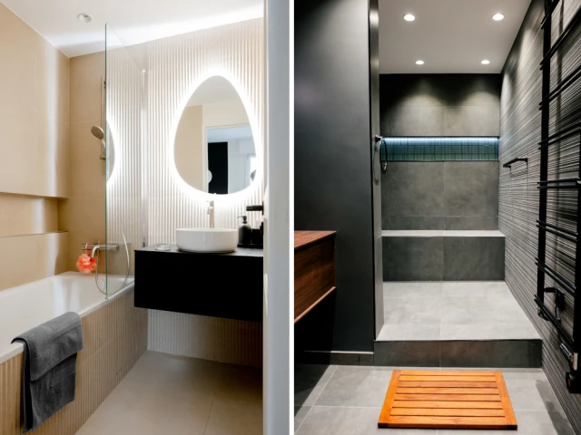 Deux salles de bain pour deux ambiances
