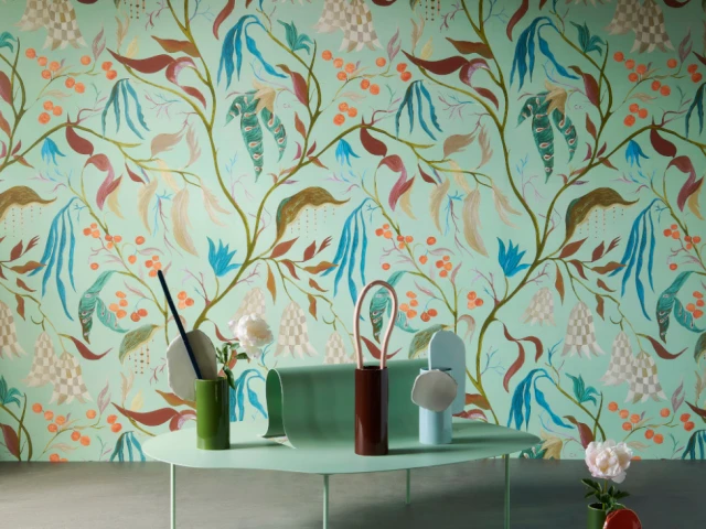Papier peint inspiré des chiliennes, ces tissus en coton à motifs floraux du 18e siècle