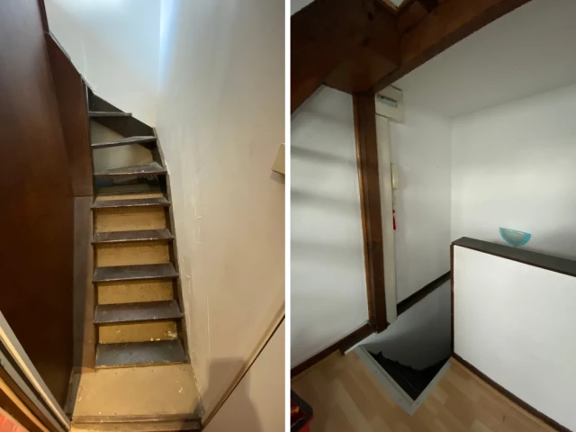 Avant : une entr&eacute;e avec un acc&egrave;s direct, &eacute;troit et peu accueillant