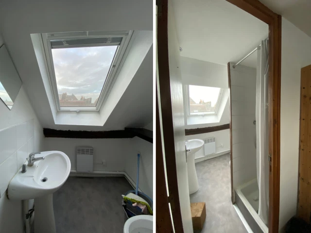 Avant : une salle d'eau vieillotte et mal optimis&eacute;e