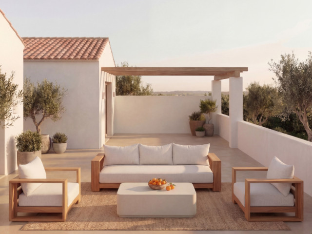 Salon de jardin Calvia et table Cariati 