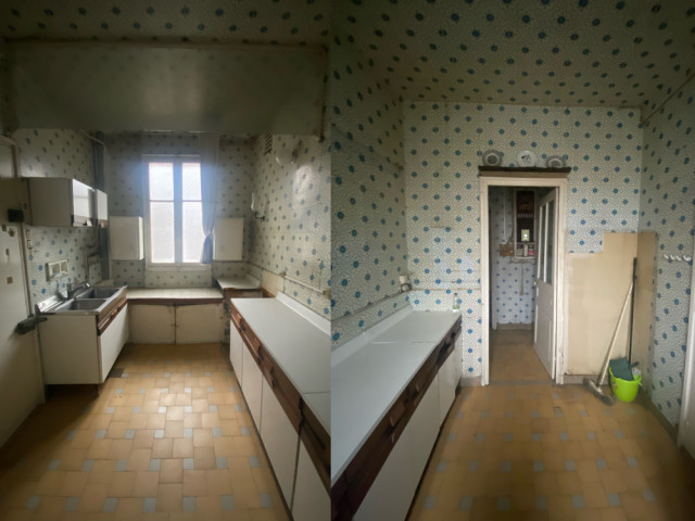 Une cuisine ferm&eacute;e de 11 m&sup2; sublime un haussmannien parisien pour un couple - La cuisine avant les travaux 