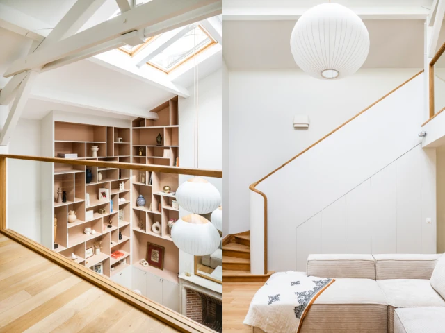 Un travail d'orf&egrave;vre au niveau de l'escalier - Le salon apr&egrave;s les travaux 