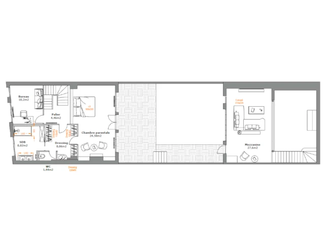 Plan du premier niveau apr&egrave;s les travaux 