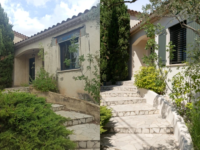La fa&ccedil;ade avant et apr&egrave;s les travaux 