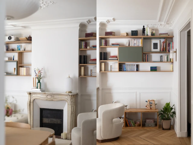 Des &eacute;l&eacute;ments conserv&eacute;s et sublim&eacute;s - Le salon apr&egrave;s les travaux 