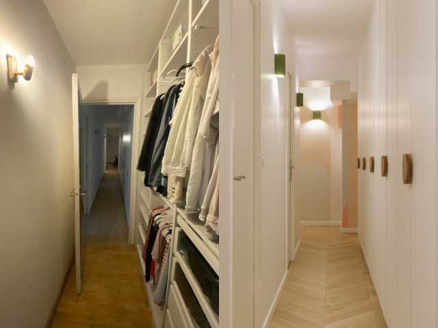Le couloir avant et apr&egrave;s les travaux 
