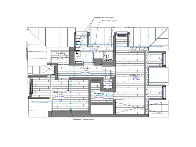 Plan du dernier &eacute;tage avant les travaux 