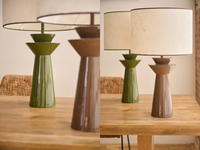 Pied de lampe Rosha et abat-jour L&eacute;o 