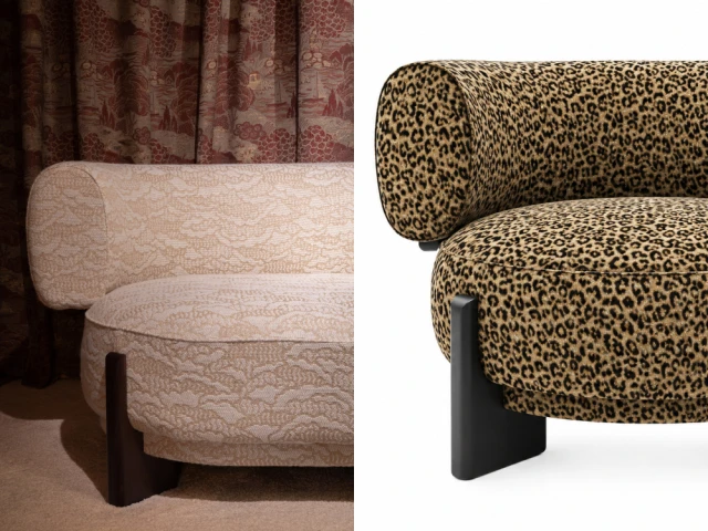 Fauteuil Barbara habill&eacute; de tissus Leli&egrave;vre Paris 