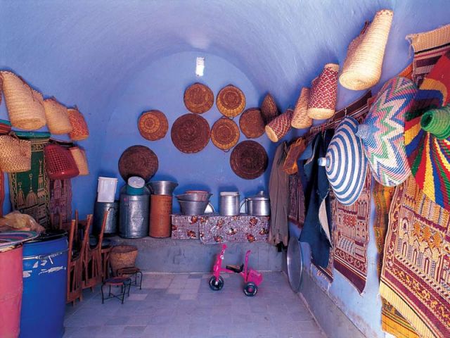 Intérieur d'une maison nubienne dans le sud de l'Egypte.