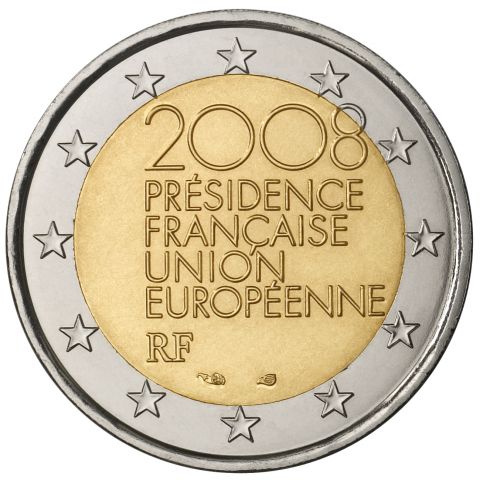 Pièce 2 &euro; avers de la pièce P. Starck