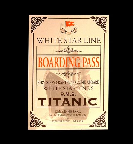 Carte d'embarquement à bord de Titanic