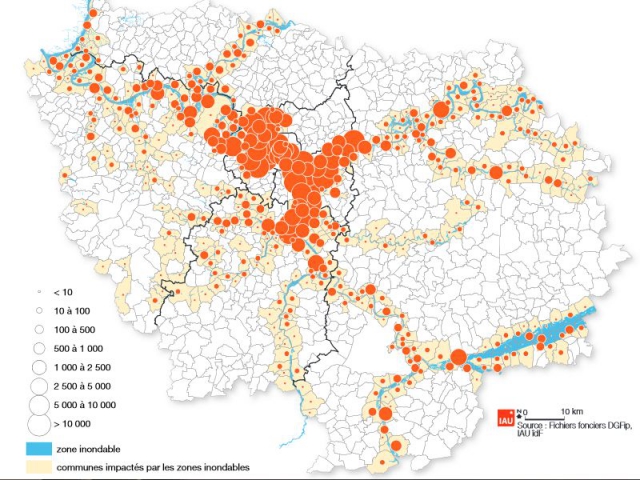 Nombre de logements localisés en 2009 en zones inondables 