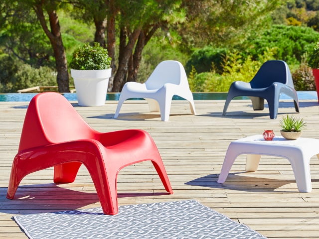 TecTake 2x Fauteuil de jardin d’extérieur design en résine tressée chaise de jardin 