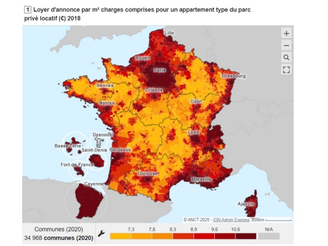 carte interactive des loyers