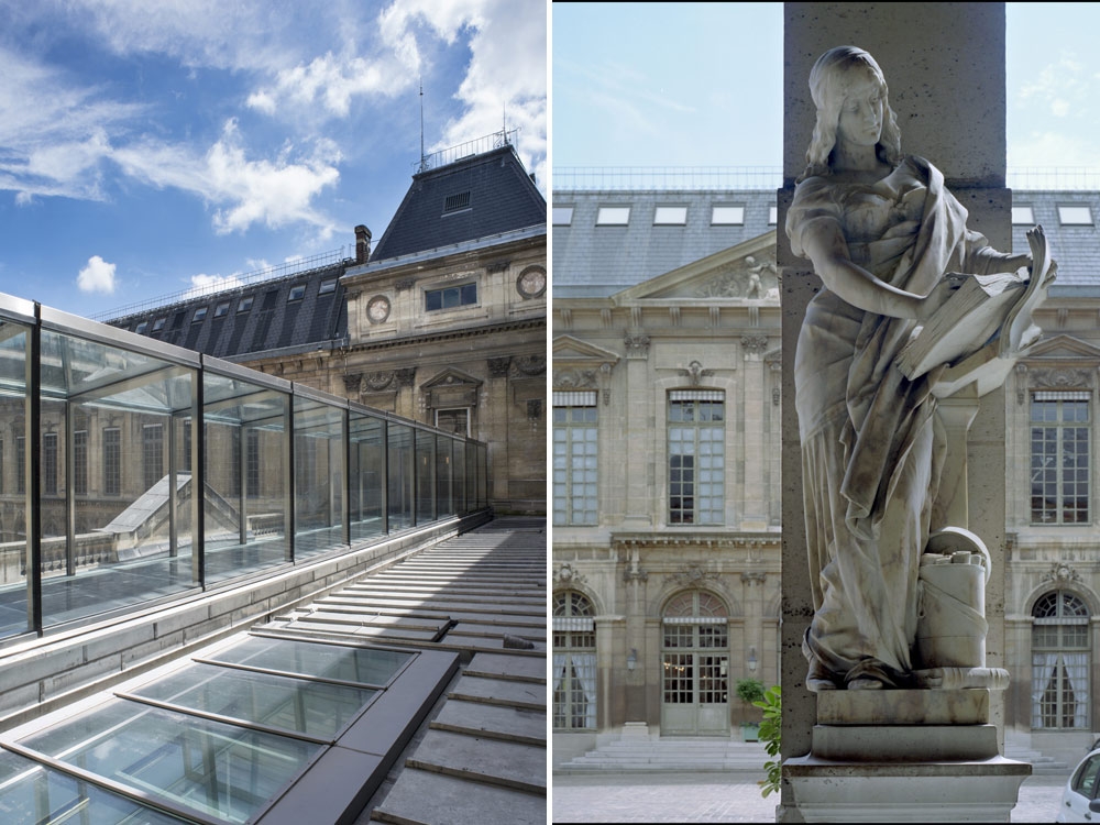 La galerie de verre et la cour d'honneur