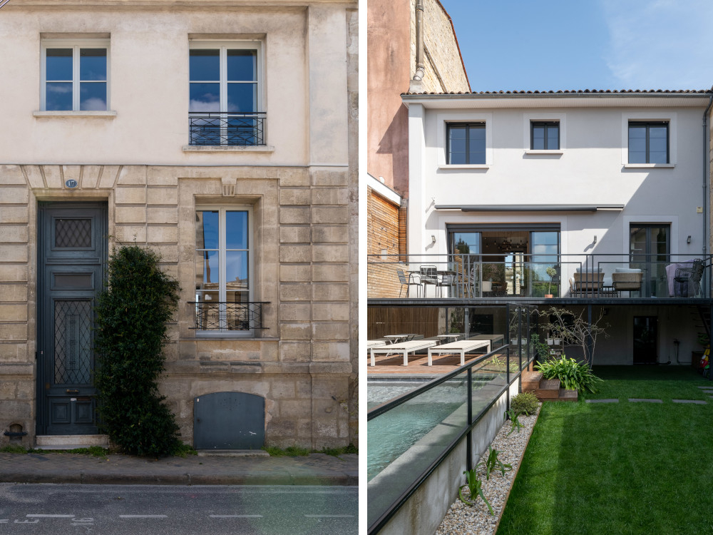 L'échoppe double avec son jardin et sa piscine