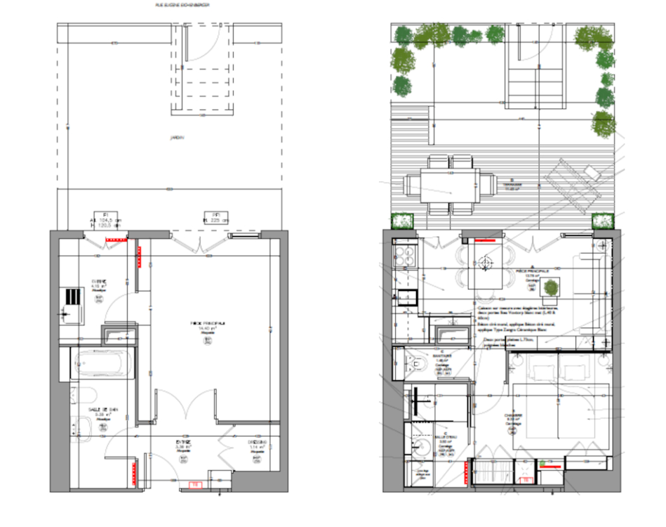 Plan avant/après de l'appartement