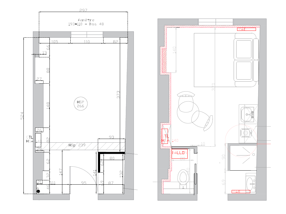 Plan avant et après du projet