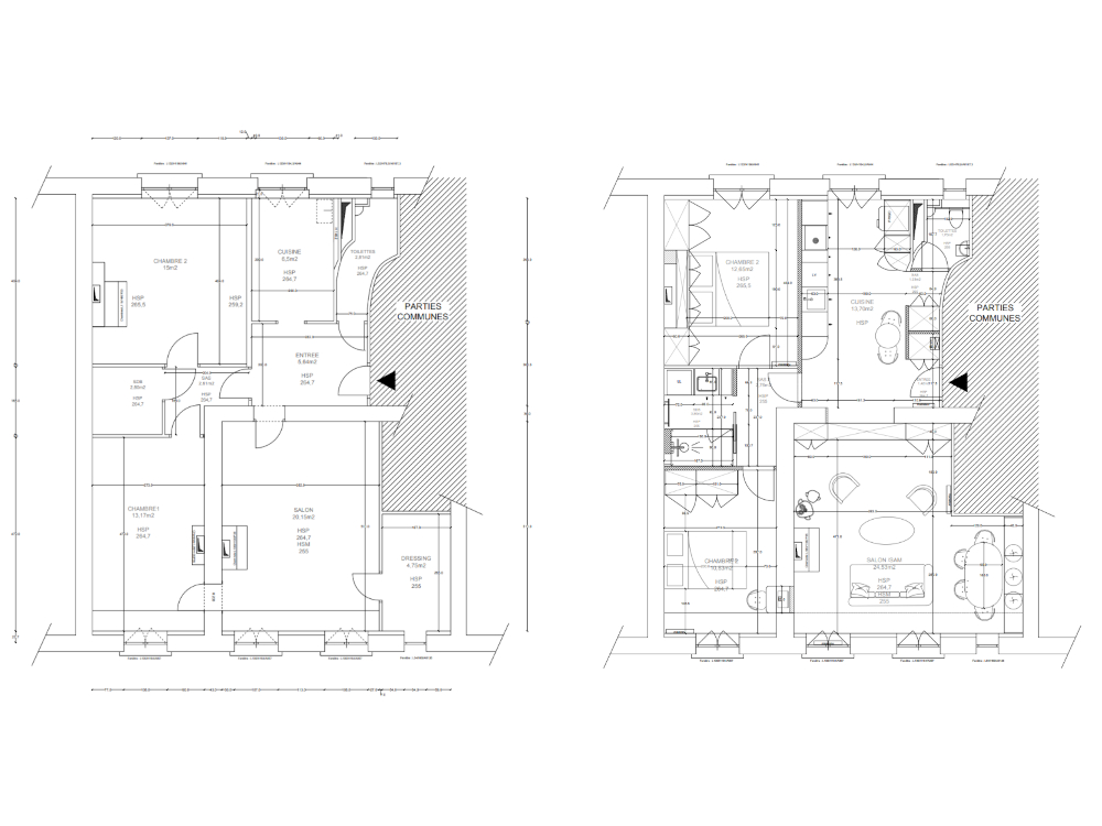Plan avant et après de l'appartement