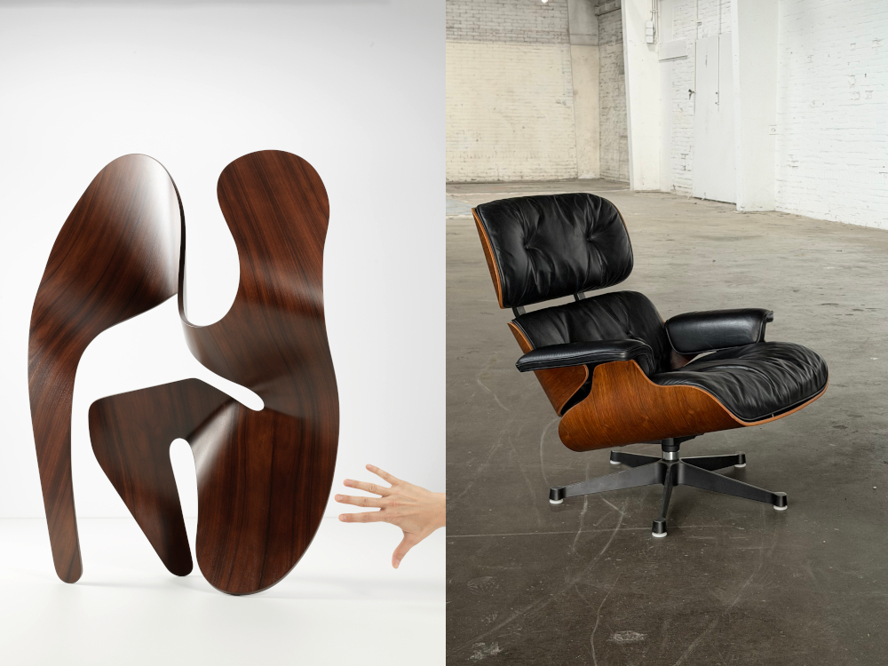 Eames Molded Plywood de Charles & Ray Eames pour Eames Office et Charles & Ray Eames Lounge chair Rosewood pour Vitra 