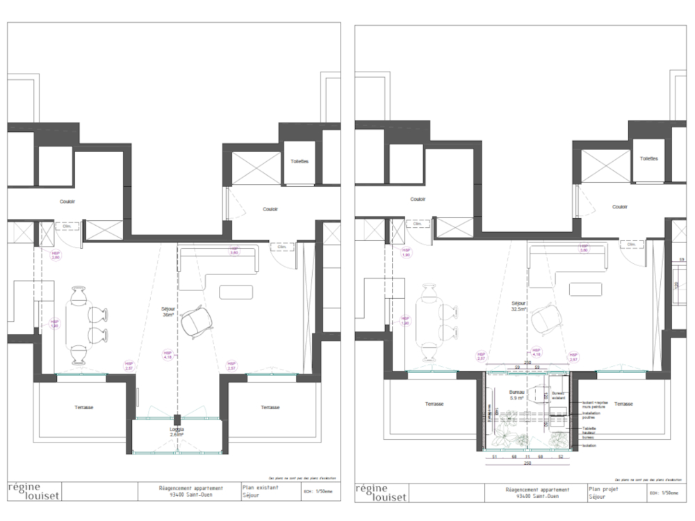 Plan avant et après du projet