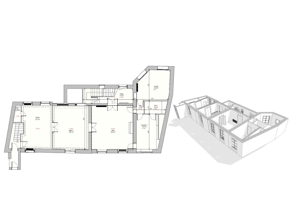 Plan du rez-de-chaussée avant travaux