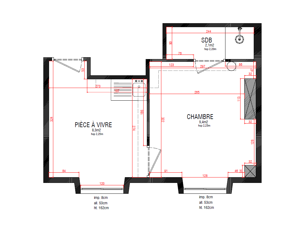 Plan de l'appartement avant les travaux