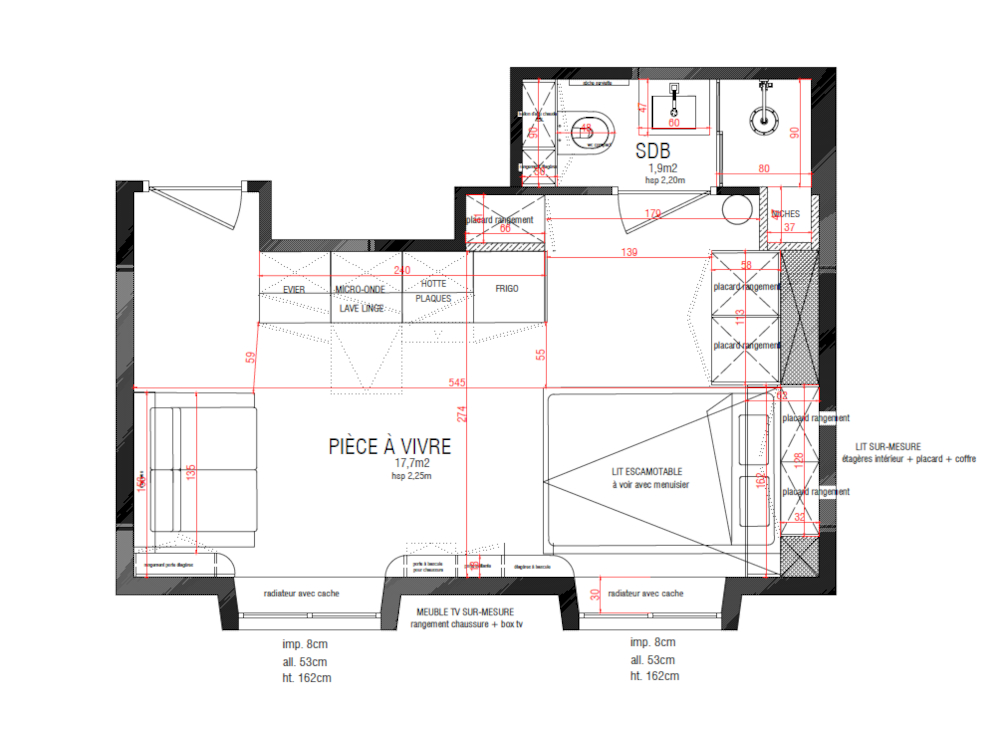Plan de l'appartement après les travaux