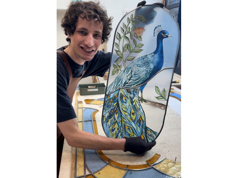 Fabrication du vitrail au Paon