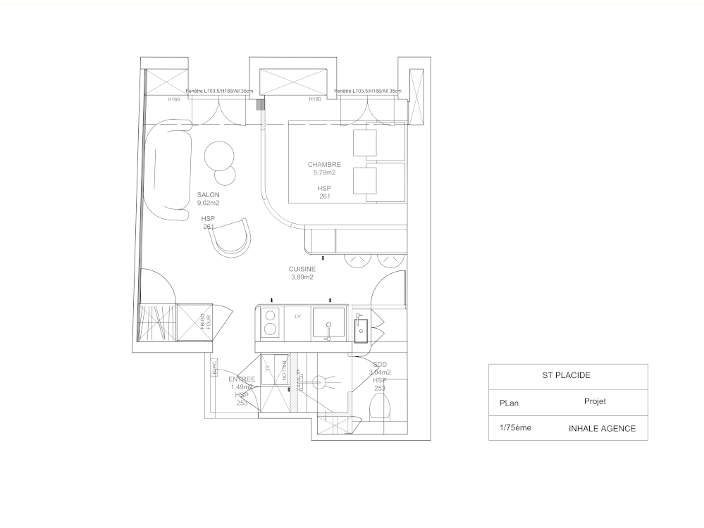 Plan de l'appartement après travaux