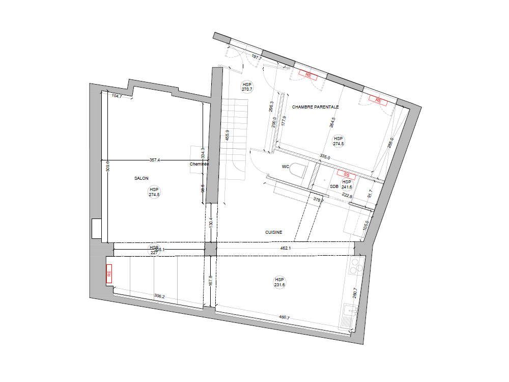 Plan du second niveau avant les travaux 