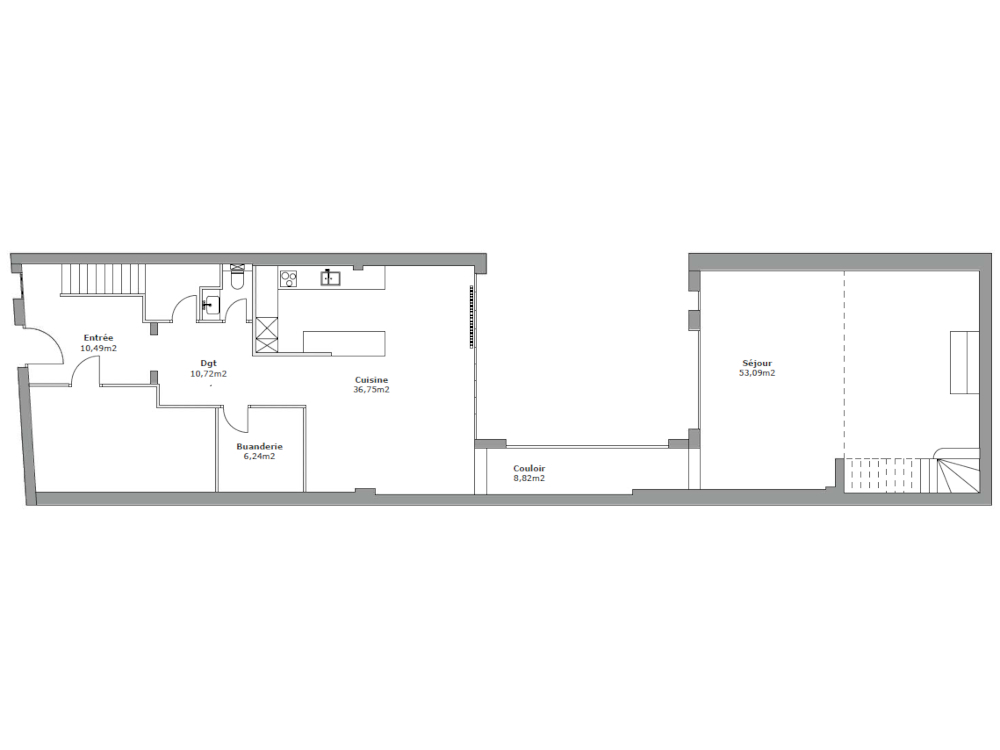 Plan du rez-de-chauss&eacute;e avant les travaux 