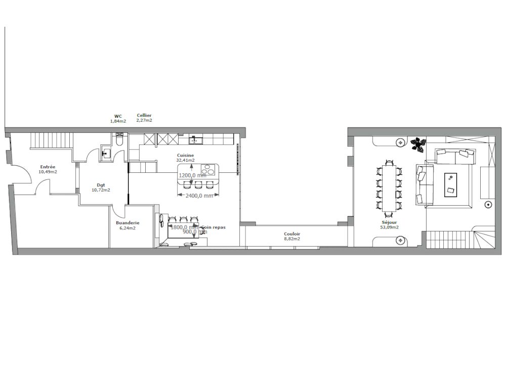 Plan du rez-de-chauss&eacute;e apr&egrave;s les travaux 