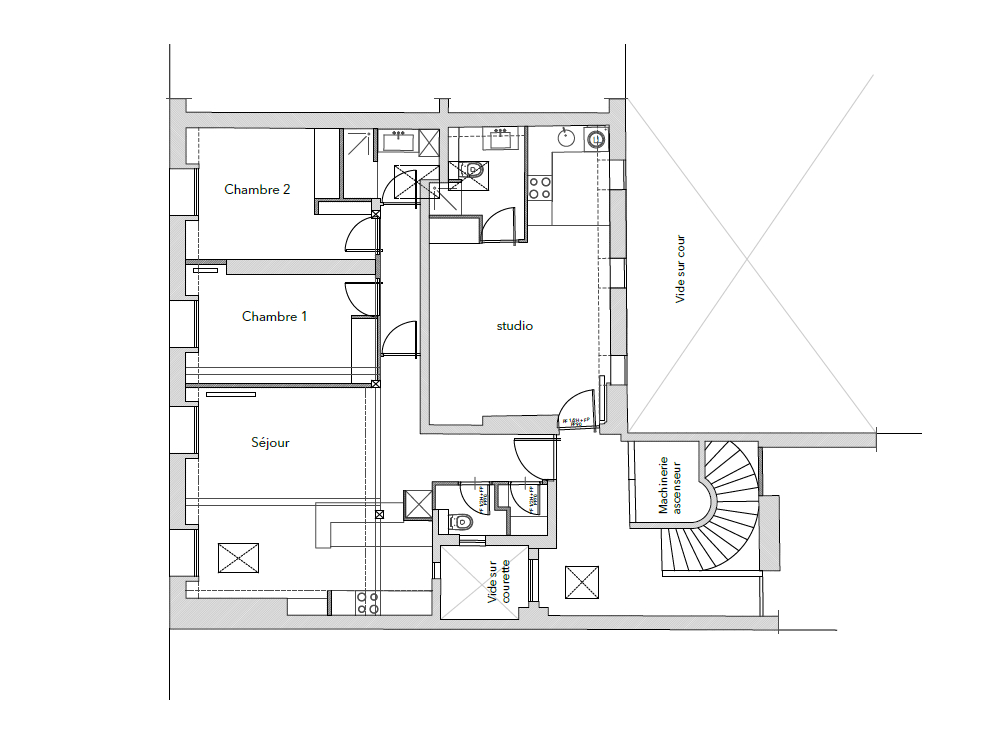 Plan des appartements avant la r&eacute;novation 