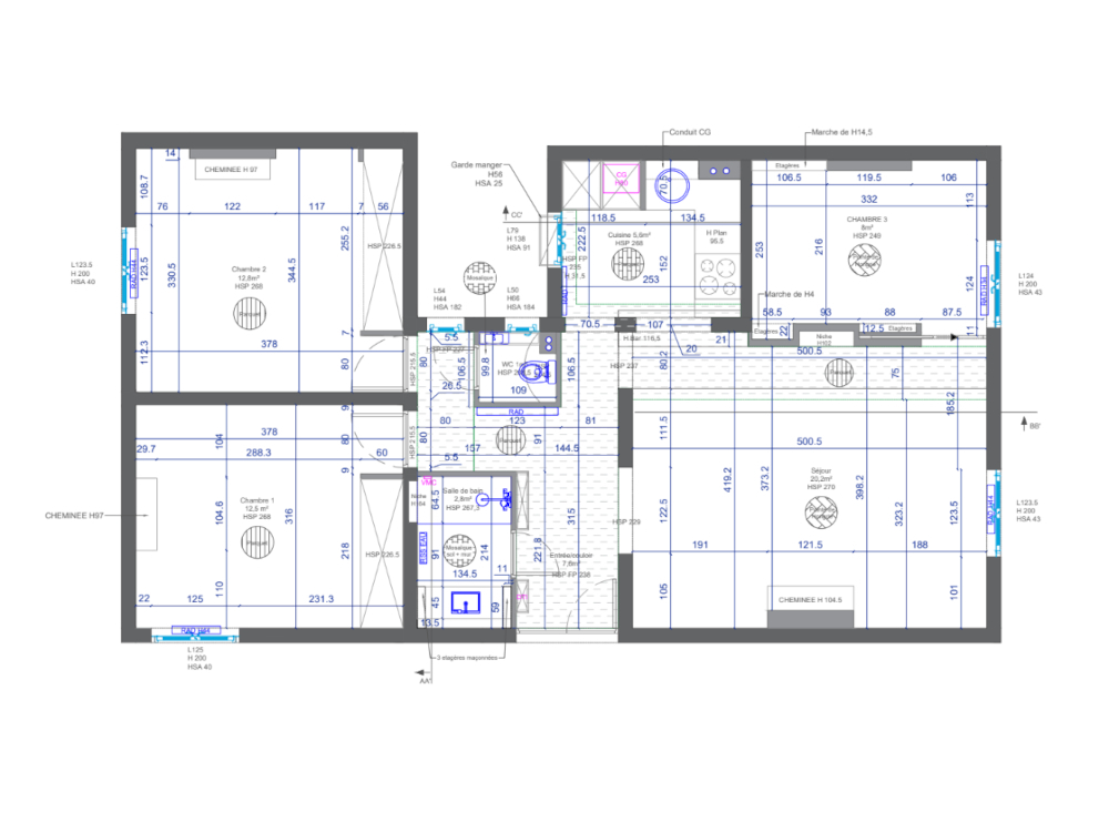 Plan de l'appartement avant travaux