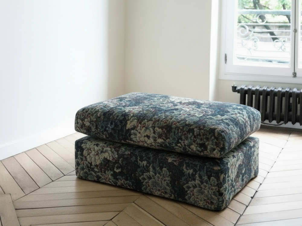 Pouf rectangulaire - tissu Nobilis
