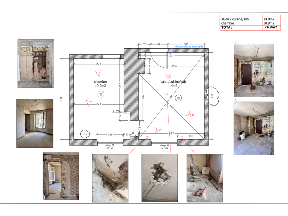 Plan de l'appartement avant les travaux