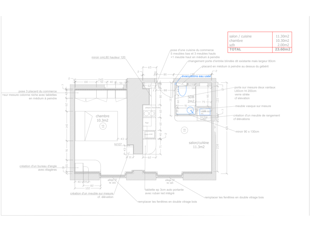 Plan de l'appartement après les travaux