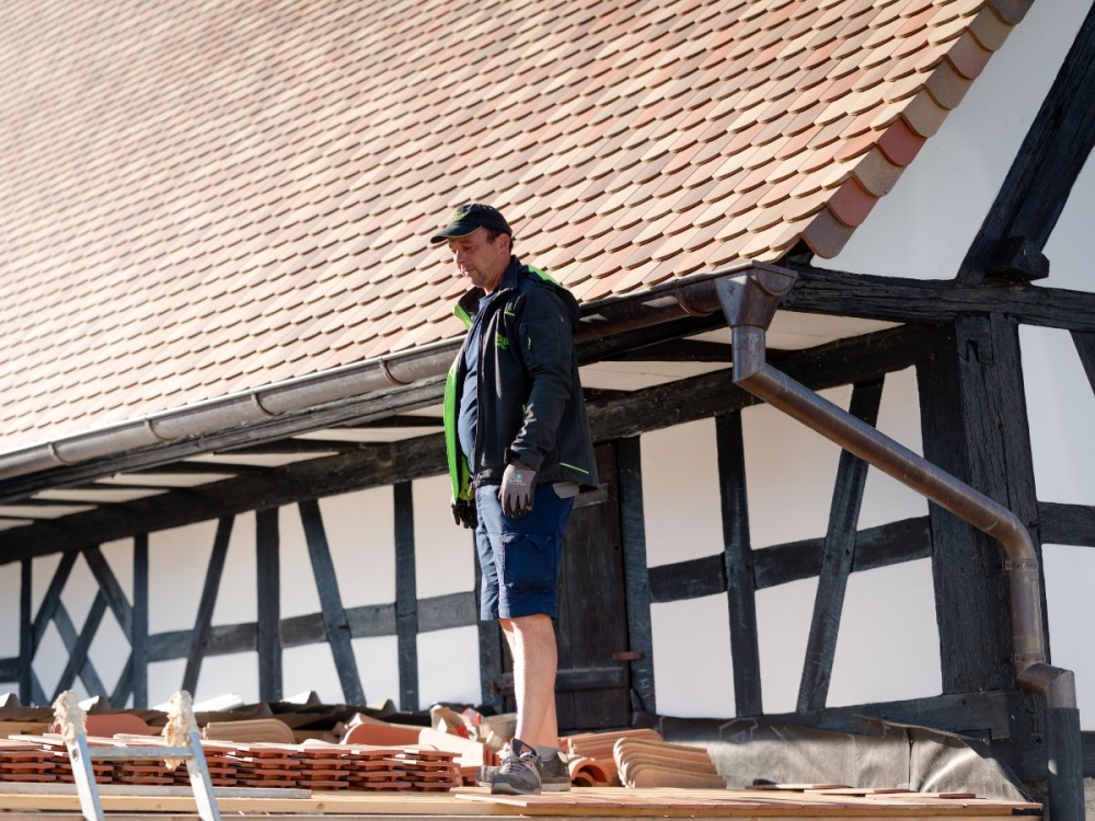 Chantier de r&eacute;novation corps de ferme Alsace