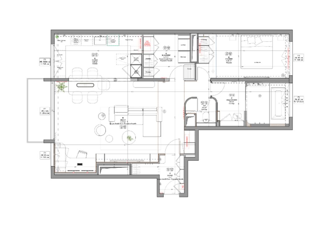 Plan de l'appartement après les travaux