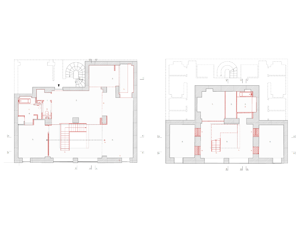Plan du RDC du niveau inférieur en rez-de-jardin avant