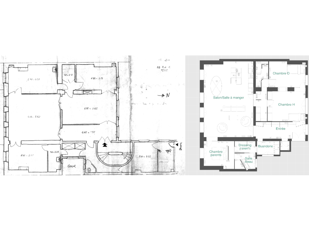 Plans avant et après