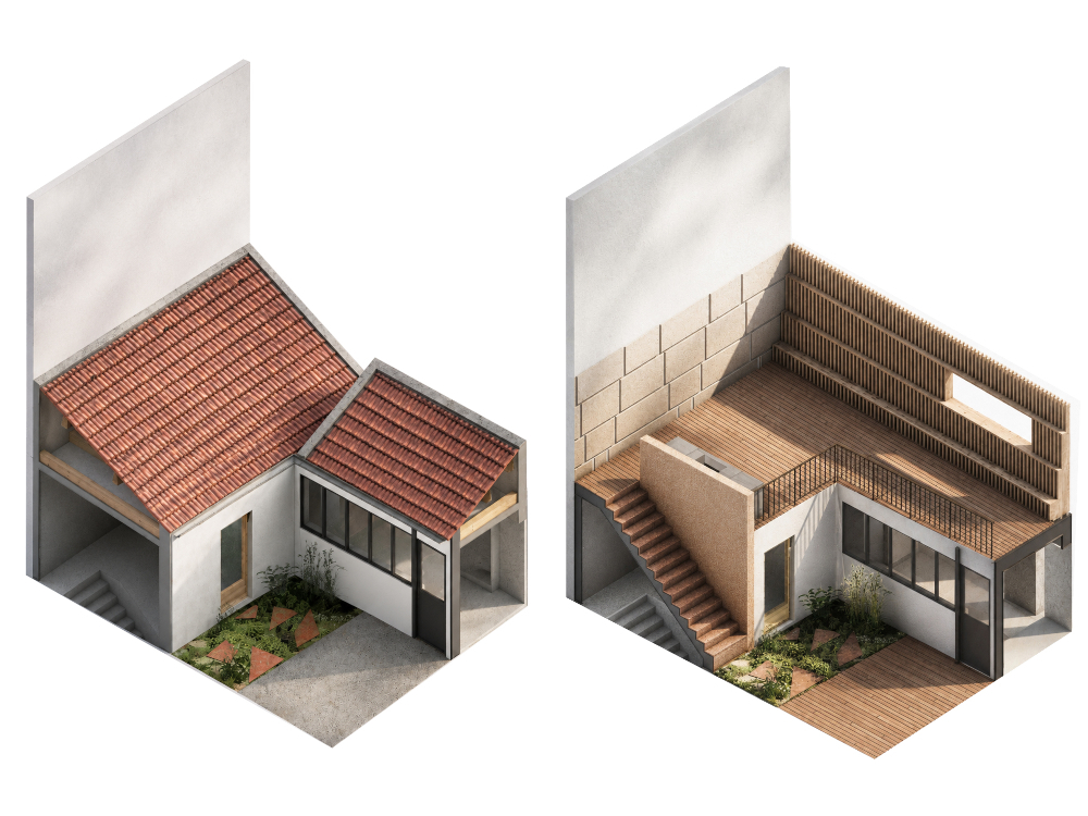 Vues 3D du projet avant et après