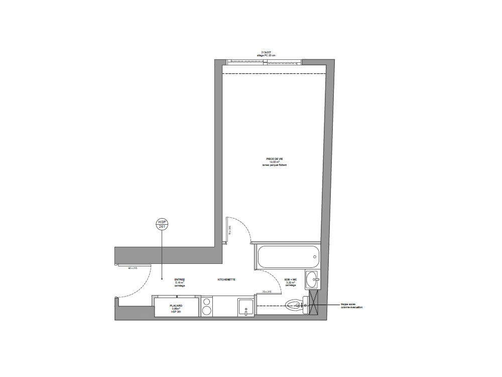 Plan de l'appartement avant les travaux